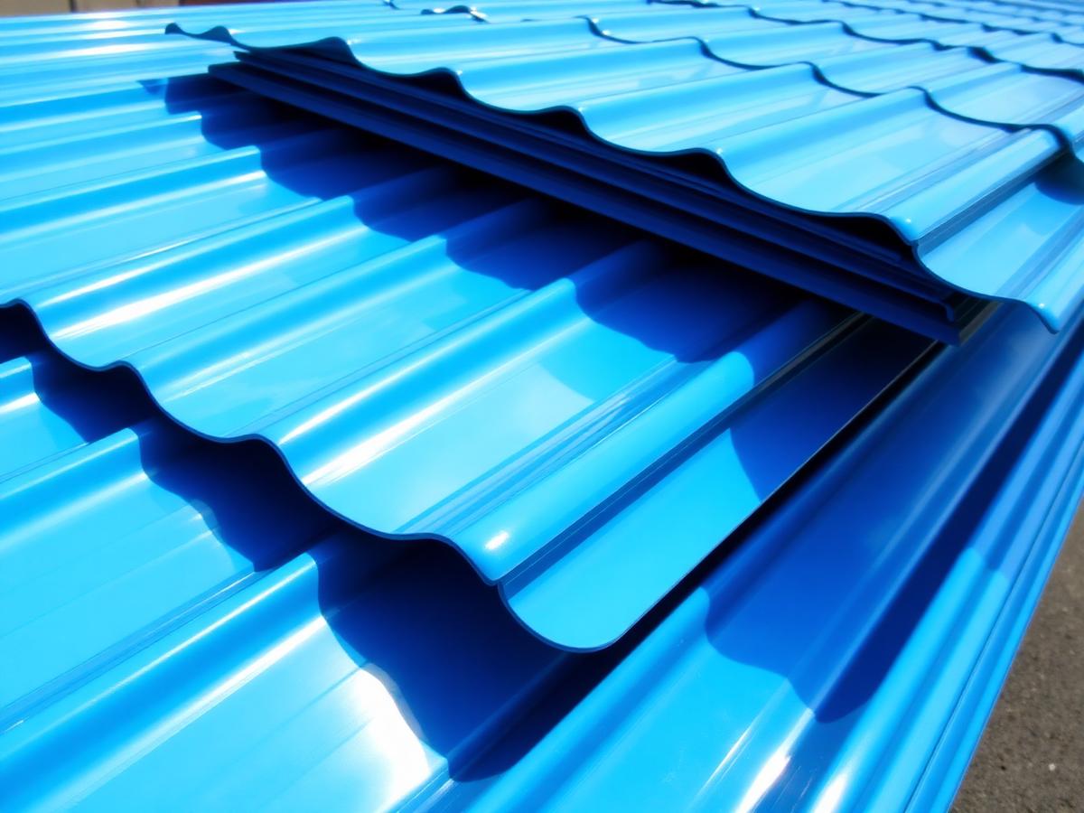 Blue box-profile roofing sheets
